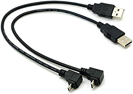 CHIBI 1 Pair of USB 2.0 Male to Micro USB Up &amp; Down Angled 90 Degree Cable for Cell Phone Tablet Black