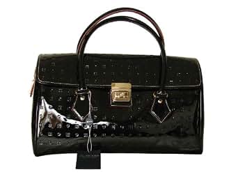 arcadia black patent leather purse