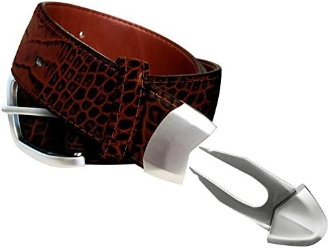 Leather Golf belt, built-in divot tool and ball marker in tip, KenRick Golf, Brown Croc, size 30"