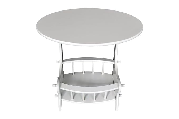 title=Rebecca Srl Tavolino Salotto Rotondo Legno Bianco Classico Arredo Casa Soggiorno
