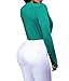 Shawhuwa Womens Sexy Plunging V Neck Long Sleeves Bodysuit Tops L Emerald Green