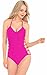v28 Womens One Piece Sexy Twisted, Plunge Neck, Strappy Swimsuit Swimwear Monokini (X Large, Strappy HotPink)