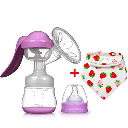 Q-JING Manual Breast Pump & Baby Nipple Baby Bandana Bib Suit Purple (Best Breast Pump For Twins)