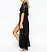 PONFFEAR Boho Long Maxi Beach Dress Swimsuit Sunscreen Bikini Cover Up Bathing Suit (Black)