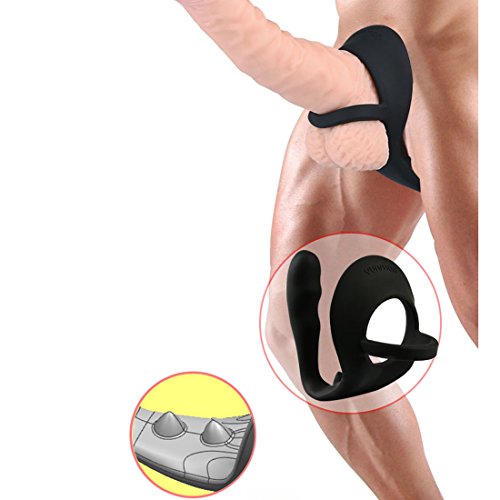 FST Erection Enhancing Cock Ring and Anal Plug Combo, Male Anal Silicone Sex Toy, Stimulate Prostate Achieve Incredible Orgasms, Black