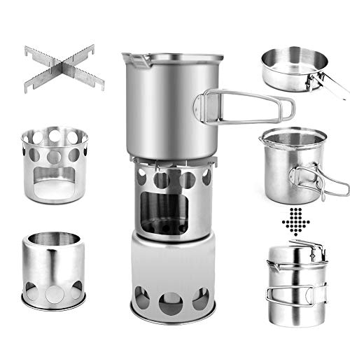 YOOAN Wood Stove Cooking Pot Set Camping Cookware Set Backpacking Stove Pot Set Lightweight