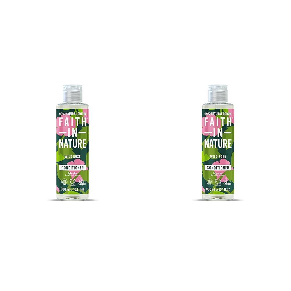 Faith In Nature 300ml Natural Wild Rose Conditioner, Restoring, Vegan & Cruelty Free, No SLS or Parabens, For Normal to Dry Hair (Pack of 2)