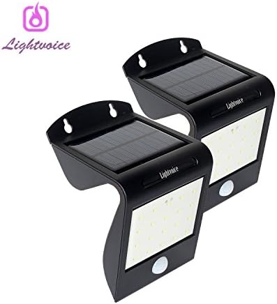 lightvoice Outdoor Solar Motion Sensor Light Wireless Super Bright 20 LED Waterproof Heatproof Security Lamp Auto On/Off dusk to dawn Solar Powered for Yard Garden Driveway Step Black (2 pack)