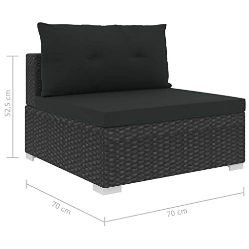 Festnight 10-TLG. Garten-Lounge-Set mit Auflagen Poly Rattan Schwarz Möbel Gartengarnitur Gartenset Gartensofa – Bild 6