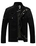 WenVen Men's Fashion Cotton Jackets (Black, US Size L)