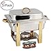 TigerChef TC-20550 Half Size Chafing Dish Buffet Warmer Set, Gold Accented, Includes 6 Free Chafing Fuel Gels, Stainless Steel, 4 Quart