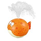 HIWENA Kids Sprinkler, Puffer Fish Sprayer, Summer Fun Inflatable Sprinkler, Water Spray Ball, Fish Water Toys for Kids
