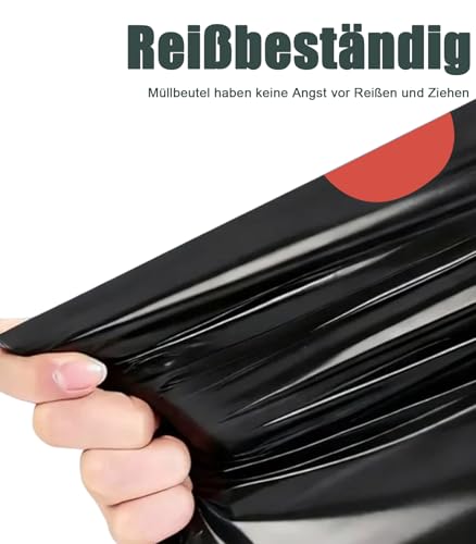 RULDGEE Bin Liners 60 L with Drawstring Pack of 40 Tear-Resistant Bin Bags Opaque Bin Bags Black Waste Bin
