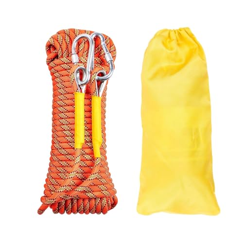 Gangying Climbing Rope 40 m Outdoor Static Climbing Rope 8 mm Safety Rope Climbing Escape Rope with 2 Carabiners for Fire Mountaineering Camping