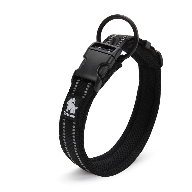 Truelove Dog Training Collar TLC5011 Reflective Premium Buckle Nylon Webbing Pet Dog Collars,High Grade Nylon Webbing No Choke Basic Collars Now Available (XS, Black)