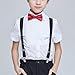 ESUPPORT Kids Y-Style Adjustable Elastic Sturdy Metal Clips PU Leather suspender Navy