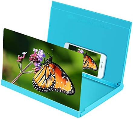 3d Phone Screen Magnifier 14 Inches, Screen Magnifier for Cell Phone HD Mobile Phone Screen Magnifier for Movies, Videos Phone Stand with Screen Amplifier for All Phones ( Color : Blue , Size : 14in )