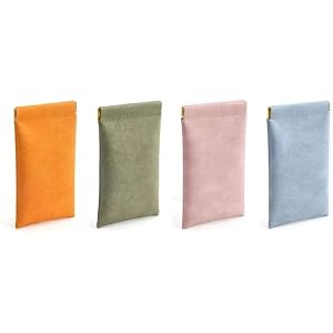 2Pcs PU Leather Auto Closing Eyeglasses Pouch, 9×18cm Lightweight Waterproof Reading Glasses Storage Bag