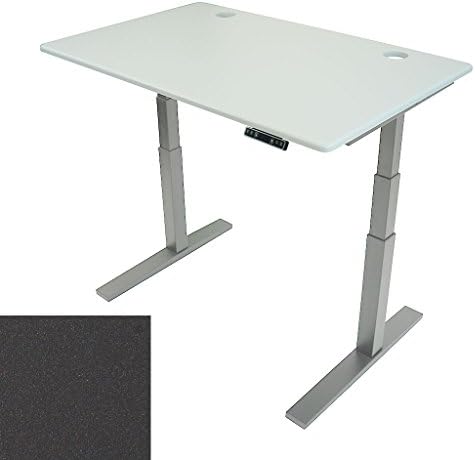 ThermoDesk UPTOWN SLIM Adjustable Height Standing Desk - Most Customizable Sit Stand and/or Walk Desk - 3 Programmable Presets - Silver Base ( Shark Gray Top, 30" x 71" x 0.75" )