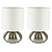 Touch Lamp Set by Light Accents - Touch On Lamp - Small Bedroom Lamps for Bedside Table Nightstand with Fabric Shades and 3-Stage Touch Dimmer Switch Brushed Nickel Finish (2-Pack)