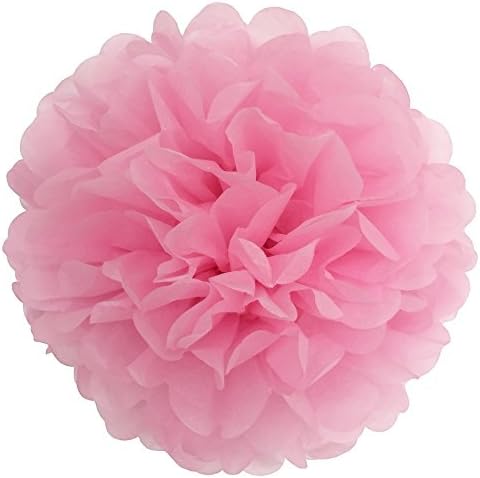 HEARTFEEL 5pcs Tissue Paper Pom-poms Flower Ball Wedding Party Outdoor Decoration Wedding / Baby Shower / Birthday Party / Nursery Decorations (6 inch, Pink)