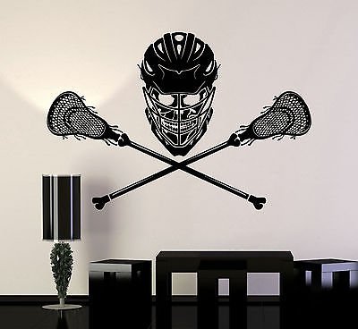 Vinyl Wall Decal Lacrosse Player Skull Sticks Helmet Stickers Murals 4823