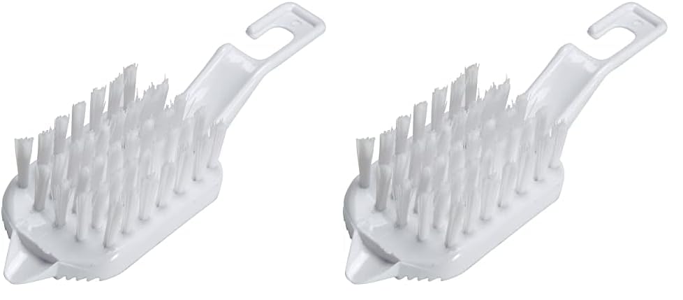 KitchenCraft Vegetable Brush, Plastic Vegetable Scrubber, Durable Bristles and Hook, 15 x 6cm (6 x 2.5''), White (Pack of 2)
