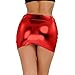 YiZYiF Women's Shiny Metallic Liquid PVC Leather Wet Look Dress Short Mini Skirt Red