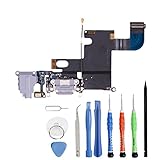 Unifix-Gray Headphone Jack Mic Replacement Audio Dock Connector Charging USB Data Port Flex Cable Part for iPhone 6 4.7