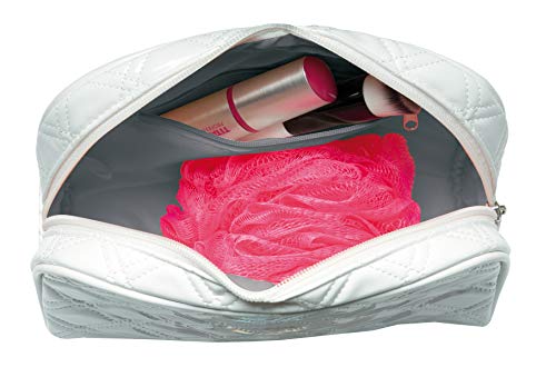 Titania Glossy Fabric Cosmetic Bag - Handy Travel Organizer & Storage For Toiletries Makeup & Cosmetics w/Zipper & Pocket - Best For Storing Home Bathroom & Beauty Essentials