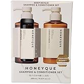 HoneyQue Deep Repair Shampoo and Conditioner Set, 15.2 fl oz, with Manuka Honey & Protein Complex | Japanese Hair Care Sulfate-Free