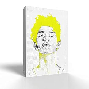 Young Men Painting Wall Decor for Living Room Wooden Framed