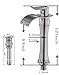 BWE Vessel Sink Faucet Brushed Nickel Single Hole Commercial Waterfall Bathroom Faucet with Pop Up Drain Without Overflow and Supply Line Modern Tall Faucet Bath Sink Lavatory Mixer Water Tap