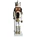 Christmas Holiday Wooden Nutcracker Figure African Soldier King with Traditional Gold and White Glitter Uniform Jacket, Boots, and Crown with Silver Sparkle Rhinestone & Braided Details, Large, 15