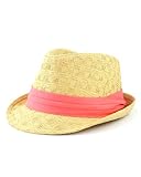 NYfashion101 Women's Paper Woven Straw Fedora Hat w/ 3 Tier Band