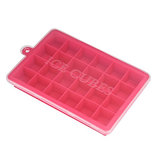 KingWo Silicone Ice Cube Tray molds Candy mold Cake mold Chocolate mold, 24 cavity (Red)