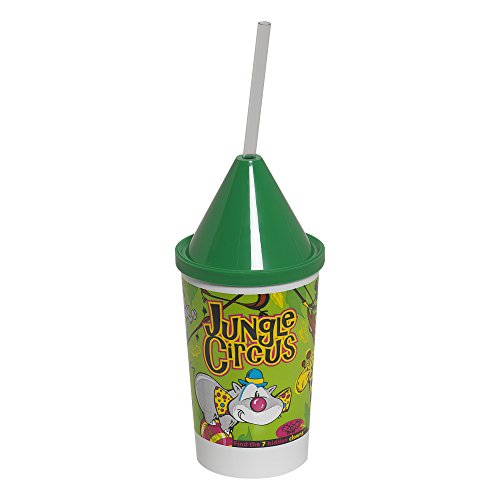 Dixie 10KD271016 3 Piece Jungle Circus Kid's Favorites Collectible 10 oz Cups, Lids and Clear Straws Set (Case of 400 cups, 400 lids, and 400 straws)