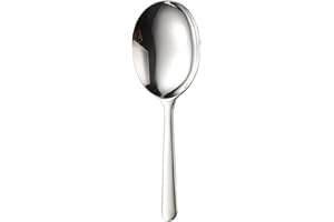 Commercial Heatproof 304 Stainless Steel Serving Spoon with Ergonomic Handle, Large Capacity for Restaurants & Outdoor Cookin