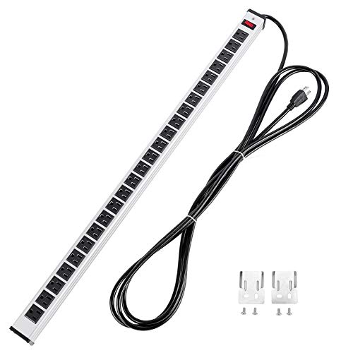 Surge Protector Power Strip 24-outlet ETL Certified Long Heavy Duty Metal Power Strip with 15-Foot Long Extension Power Cord - Thumbnail 5