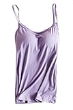 Pink Queen®Women's Modal Strap Built-in Bra Padded Active Camisole Tank Top
