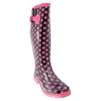 Stormwell Womens/Ladies Strap and V-Gusset Wellingtons (5 US) (Black/Pink Spot)