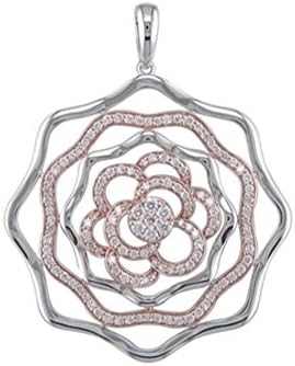 JMS JewleryJMS Jewelry 14K Two Tone Gold 128 Diamonds Flower Pendant (22)
