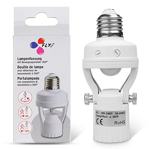 Toplimit Swing Motion Sensor Light Socket,PIR Motion Detector Bulb Adapter,Auto E26/E27 on/off Night Light Control,Garage,Closet,Basement,Laundry Room,Porch,Storage Room Intensified Lighting Fixture