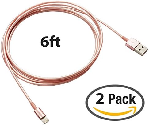 iPhone Charger Cable, WAPP iPhone Charging Cable, Apple Certified 8 Pin USB Lightning to USB Cable Cord for iPhone 7 7 Plus 6 6S 6 Plus 5S SE iPod iPad Mini Air Pro and More - Rose Gold 6ft (2 Pack)