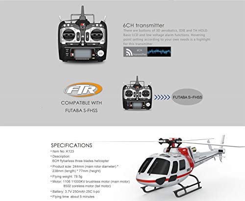 E-Qianw RC-Hubschrauber, 6 CH-Fernbedienung Hubschrauber Mit Aufhängungsgerät Und Höhenhalterung Für Erwachsene/Kinder… – Bild 7