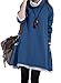 MedeShe Women's Long Sleeved Cotton Knitted Sweater Pull Over Dress US 10/12 (Blue)