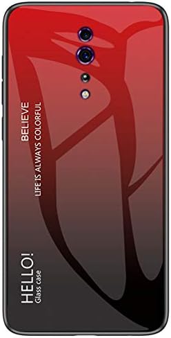 Oppo Reno Z Case, CHIHENG Ultra Slim Tempered Glass Back Cover Scratch-Resistant + Shockproof Soft TPU Bumper Hybrid Protection Case for Oppo Reno Z -Gradient Red