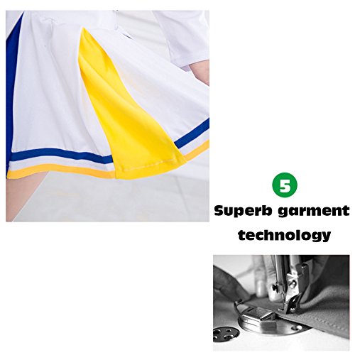 Girls Blue Cheerleader Long Sleeve Outfit+Poms+socks Fits 3-15Yrs Clothes Dress (6-8) - Thumbnail 4