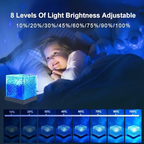 Ocean Wave Projector Light with Remote Control, 16 Colors USB Powered Underwater Night Light for Bedroom, Soothing Mood Lamp for Kids & Adults (Cube)