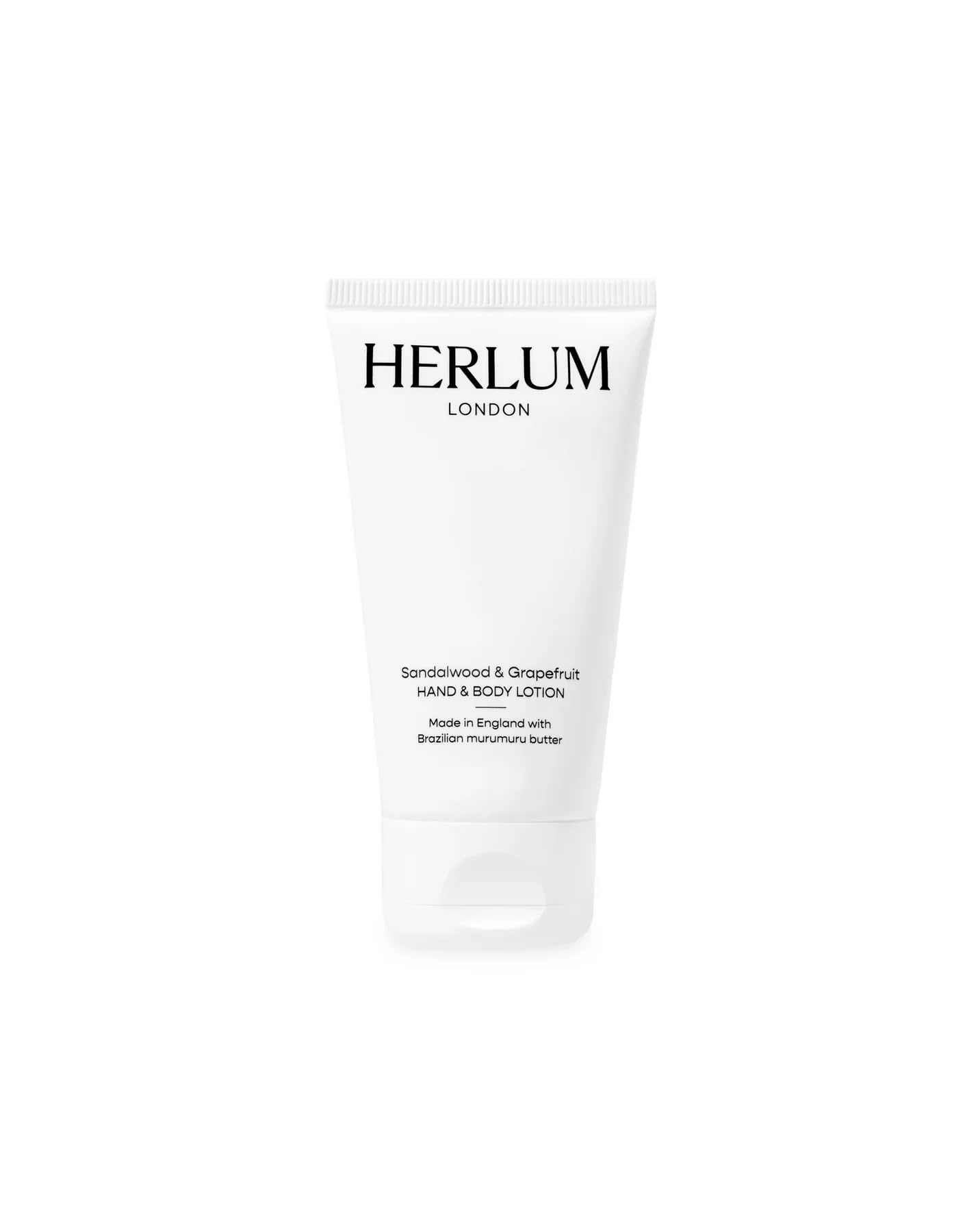 Herlum Hand & Body Lotion - Lightweight & Fast-Absorbing with Murumuru Butter, Sweet Almond Oil & Cocoa Seed Butter, For Women & Men, Vegan, Grapefruit & Sandalwood Scent, 50ml - Made in the UK